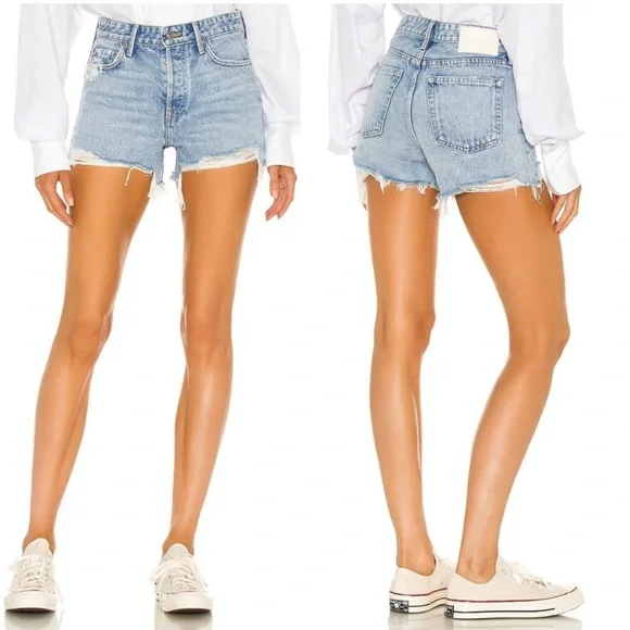 GRLFRND Helena High Rise Cut Off Shorts in NEWPORT SIZE 25 - Picture 4 of 12
